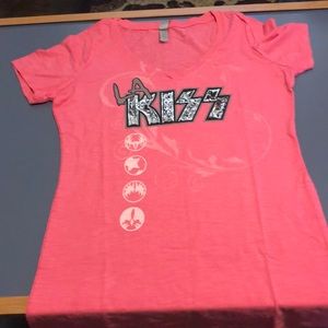 LA KISS v-neck burnout T-shirt